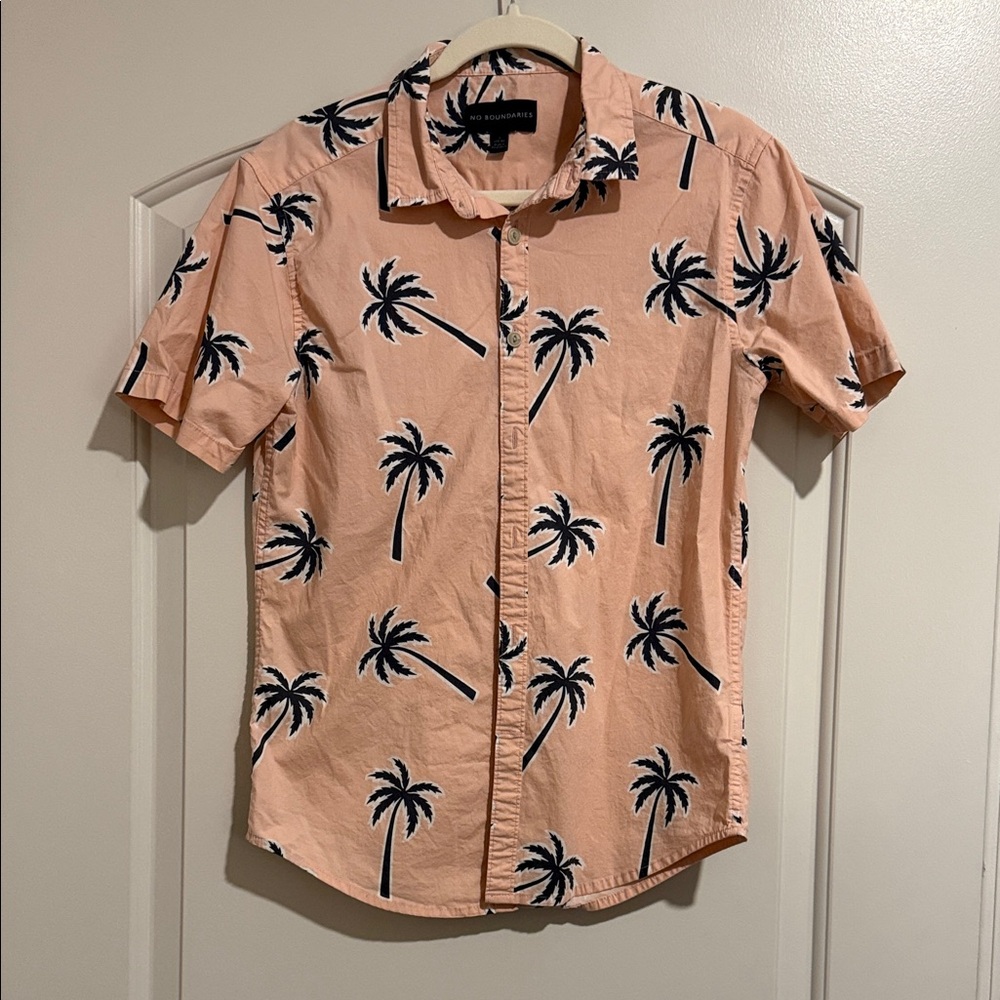 No Boundaries Peach Palm Tree Print Shirt